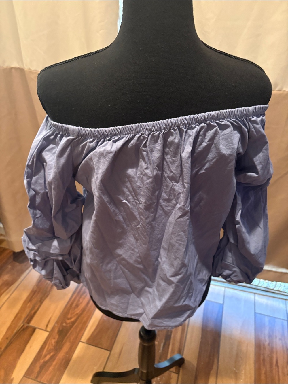 Ambiance blue Off-Shoulder Puff Sleeve Top - Picture 2 of 2
